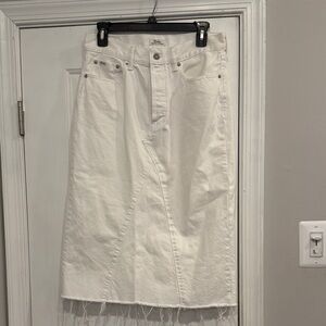 Ralph Lauren White Denim Skirt with Branded Button